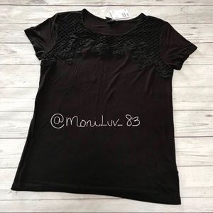 ✨NEW✨ Forever21 black cutout short sleeve shirt women’s sz M